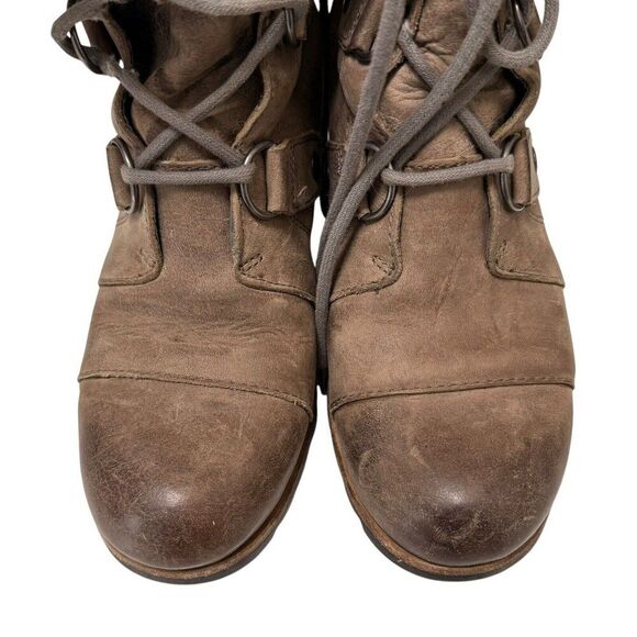 Sorel Joan of Arctic Boot Mid Lace Up Wedge Dark Fog Grey Taupe Women’s 7.5 - Picture 6 of 13